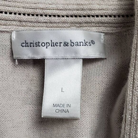 Christopher & Banks Large Tan Cardigan Sweater - Picture 6 of 8